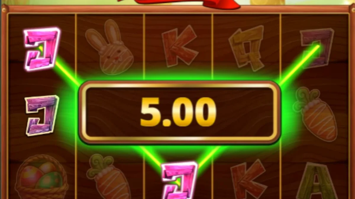Pemandangan padang rumput musim semi yang cerah dalam slot Golden Egg Hunt