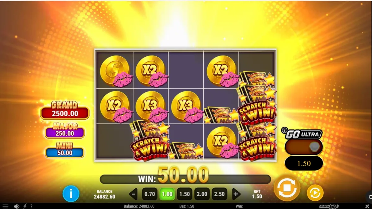 Tampilan visual slot Granny’s Wild dengan tema neon Vegas